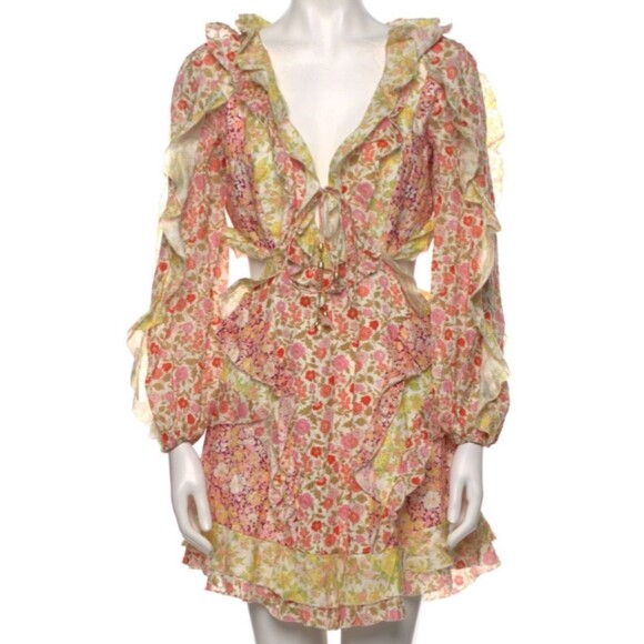 Zimmermann Floral Mini Dress - Pink and Yellow - Picture 11 of 13